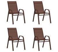 vidaXL 4X Sillas de Jardín Apilables Sillón Butaca Asiento Patio Terraza Balcón Cesped Playa Piscina Exterior Muebles Textilene Marrón