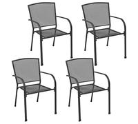 vidaXL 4X Sillas de Jardín Diseño Malla Jardín Patio Balcón Terraza Asiento Comedor Mueble Portátil Respaldo Suave de Acero Antracita