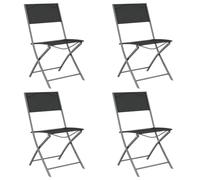 vidaXL 4X Sillas de Jardín Plegables Butaca Asiento Patio Terraza Balcón Cesped Playa Piscina Exterior Muebles Acero y Textilene Negro