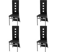 vidaXL 4X Sillas de Salón Comedor Modernas de Cuero Artifical Negro y Acero
