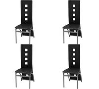 vidaXL 4X Sillas de Salón Comedor Modernas de Cuero Artifical Negro y Acero