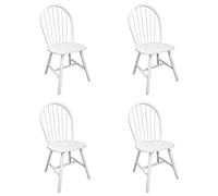 vidaXL 4X Sillas de Salón Comedor Redondas de Madera de Caucho Blancas Sillas de Cocina