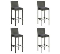 Rogal Taburetes Altos De Jardín Cojines 4 Uds Ratán Sintético Gris Rogal