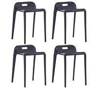 vidaXL 4X Taburetes Apilables Plástico Mobiliario Decoración Hogar Casa Terraza Patio Jardín Diseño Sencillo Elegante Estables Duraderas Útiles Negros