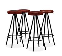 vidaXL 4X Taburetes Bar Acero Cuero Banco Banquillo Asiento Silla Banca Mueble