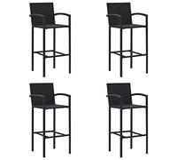 vidaXL 4X Taburetes de Cocina Bar Silla Mostrador Pub Bistró Comedor Simplista Reposapiés Asiento Estable Robusta Ratán Sintético Negro