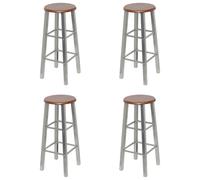 vidaXL 4x Taburetes de Cocina MDF Mobiliario Decoración Casa Muebles de Interior Diseño Estético Ergonómico Duraderas Plateado y Marrón