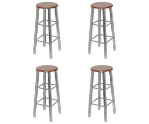 vidaXL 4x Taburetes de Cocina MDF Mobiliario Decoración Casa Muebles de Interior Diseño Estético Ergonómico Duraderas Plateado y Marrón