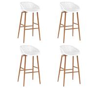 vidaXL 4X Taburetes de Cocina Muebles Interior Sillas Asientos Altas de Bar Barra Bistró Mostrador Hogar Pub Respaldo Comedor Casa Blanco