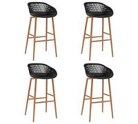 vidaXL 4X Taburetes de Cocina Muebles Interior Sillas Asientos Altas de Bar Barra Bistró Mostrador Hogar Pub Respaldo Comedor Casa Negro