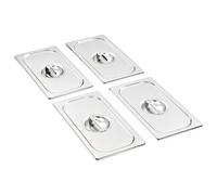 vidaXL 4X Tapas para Bandeja Alimentos GN 1/3 Utensilios Cocina Calientaplatos Plato Platillo Comida Buffet Baño María 325x176 mm Acero Inoxidable