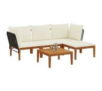 vidaXL 5 pcs Madera de Acacia Sólida y Cuerda Natural, Conjunto de jardín, diseño Modular, Limpieza fácil, sofá Exterior, Asientos cómodos para Relajarse en el Patio