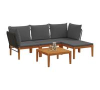 vidaXL 5 pcs Madera de Acacia Sólida y Cuerda Natural, Conjunto de jardín, diseño Modular, Limpieza fácil, sofá Exterior, Asientos cómodos para Relajarse en el Patio