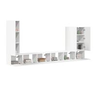 vidaXL 6 piezas de color blanco, centro de entretenimiento ajustable, muebles de salón moderno, juego de salón, almacenamiento multimedia, soporte de TV que ahorra espacio, organizador