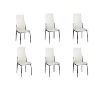 vidaXL 6 Sillas de Comedor de Cuero Blancas Cromo