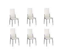 vidaXL 6 Sillas de Comedor de Cuero Blancas Cromo