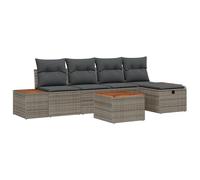 vidaXL 6-teiliges Garten Sofa Set mit Kissen Grau Poly Rattan und Stauraumfunktion für deinen Außenbereich Möbel Terrasse Sitzgelegenheiten Wetterfest 5