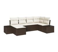 vidaXL 6-Teiliges Garten Sofaset mit Kissen Braun Poly Rattan modular Outdoor-Sitzmöbel Gepolstertes Möbel für Balkon Terrasse Entspannung Lounge-Sessel 3-Sitzer