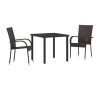 vidaXL 6-teiliges Set stapelbarer Gartenstühle Grau Poly Rattan Wetterfest mit pulverbeschichtetem Stahlrahmen für Terrasse und Balkon Stuhl Stapelmöbel Sitz