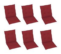 vidaXL 6X Cojines para Sillas de Jardín Asiento Tumbona Patio Terraza Balcón Exterior Acolchado con Respaldo Alto Decoración Rojo Tinto 100x50x4 cm