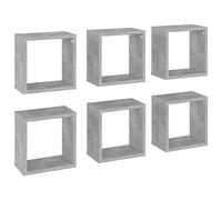 vidaXL 6X Estante Cubo Pared Estantería Colgante CD Libros Coleccionables Fotos Premios Adornos Decoración Librerías Hogar Gris Hormigón 26x15x26 cm