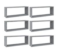 vidaXL 6X Estantes Cúbicos de Pared Aparador Mueble Dormitorio Entrada Estante Estantería Almacenaje Flotante Salón Madera Gris Sonoma