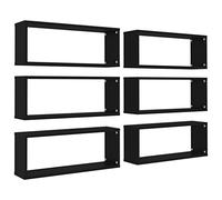 vidaXL 6X Estantes Cubo de Pared Estantería Colgante CD Libros Fotos Premios Adornos Decoración Librerías Hogar Madera Contrachapada Negro 60x15x23 cm