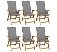 vidaXL 6X Madera Maciza Acacia Sillas de Jardín Plegables Cojines Plegables Sillón Exterior Terraza Balcón Patio Asiento Butaca Muebles Mobiliario