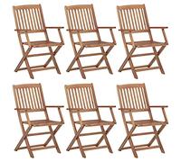 vidaXL 6X Madera Maciza de Acacia Sillas de Jardín Plegables Asiento Patio Mobiliario Muebles Cocina Hogar Restaurante Comedor Exterior con Respaldo