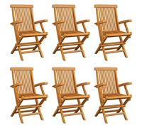 vidaXL 6X Madera Maciza de Teca Sillas de Jardín Plegables Asiento Patio Mobiliario Muebles Cocina Hogar Restaurante Comedor Exterior con Respaldo