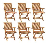 vidaXL 6X Madera Maciza de Teca Sillas de Jardín Plegables Sillón Exterior Terraza Balcón Patio Asiento Butaca Muebles Mobiliario Duradera