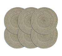 vidaXL 6X Manteles Individuales Lisos Redondos de Yute Mantelería Ropa de Casa Cocina Suaves al Tacto Cómodos Piezas Únicas Prácticas Gris 38cm