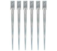 vidaXL 6x Picas de Tierra Punta Lanza Estaca Clavijas de Suelo Jardín Terraza Patio Parque Aire Libre Acero Galvanizado Plateado 7x7x90 cm