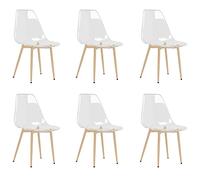 vidaXL 6X Sillas de Comedor Asiento Butaca Salón Sala de Estar Cocina Escritorio Mobiliario Muebles Oficina Despacho Hogar Transparente Pet