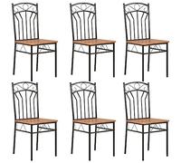 vidaXL 6X Sillas de Comedor MDF Decoración Mobiliario Mueble Casa Hogar Resistentes Duraderas Prácticas Cómodas Elegantes Útiles Funcionales Marrón