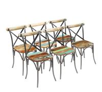 vidaXL 6X Sillas de Comedor Vintage Madera Reciclada y Acero Asiento de Cocina