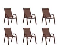 vidaXL 6X Sillas de Jardín Apilables Sillón Butaca Asiento Patio Terraza Balcón Cesped Playa Piscina Exterior Muebles Textilene Marrón