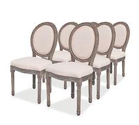 vidaXL 6X Sillas de Salón Comedor Diseño Clásico de Lino y Madera Beige