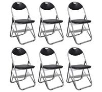 vidaXL 6x Sillas Plegables de Comedor Estructura Acero Cuero Sintético Negro