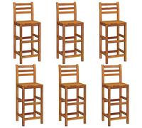 vidaXL 6X Taburetes de Barra de Cocina Asiento Reposapiés Silla Alta Bar Casa Bistró Pub Comedor Mostrador Restaurante Oficina Madera Maciza Acacia
