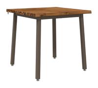 vidaXL 80 x 80 x 75 cm Madera de Acacia Sólida Natural y Café Cuadrado