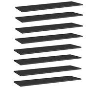 vidaXL 8X Estantes Estantería Estudio Salón Decoración Libros Librería Librero Biblioteca Tablero Extra Contrachapada Negro Brillo 100x30x1,5 cm