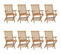 vidaXL 8X Madera Maciza de Teca Sillas de Jardín con Reposabrazos Sillón Exterior Terraza Balcón Patio Butaca Asiento Muebles Mobiliario Duradera