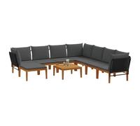 vidaXL 9 pcs Madera de Acacia Sólida y Cuerda Natural, Conjunto de jardín, diseño Modular, Limpieza fácil, sofá Exterior, Asientos cómodos para Relajarse en el Patio