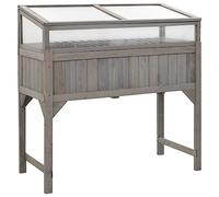 vidaXL Abeto Jardinera Elevada con Invernadero Macetero Parterre Arriate Elevado Flores Plantas Jardín Patio Terraza Balcón Plantador 110x54x120 cm