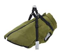 vidaXL Abrigo para perro con arnés verde oliva 3XL forro polar y poliéster, chaqueta ajustable para perros, ropa de invierno para mascotas, forro polar, ropa reflectante, calor para perros, protección
