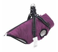 vidaXL Abrigo para perros con arnés púrpura M polar y poliéster, chaqueta ajustable para perros, ropa para mascotas de invierno, forro polar, ropa reflectante, calor para perros, protección contra el