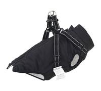 vidaXL Abrigo para Perros con arnés Negro XL Vellón y poliéster, Chaqueta para Perros Ajustable, Ropa de Invierno para Mascotas, vellón, Ropa Reflectante, Calidez para Perros, protección contra el FR