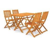 vidaXL Acacia Conjunto Jardín Plegable Madera 5 Pzas Set Mesa 4 Sillas Marrón