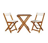 vidaXL Acacia Conjunto Jardín Plegable Madera Set Mesa 2 Sillas Cojín Patio